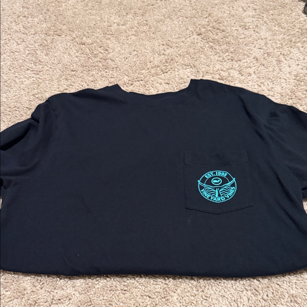Vineyard Vines Black Tee with Teal Logo